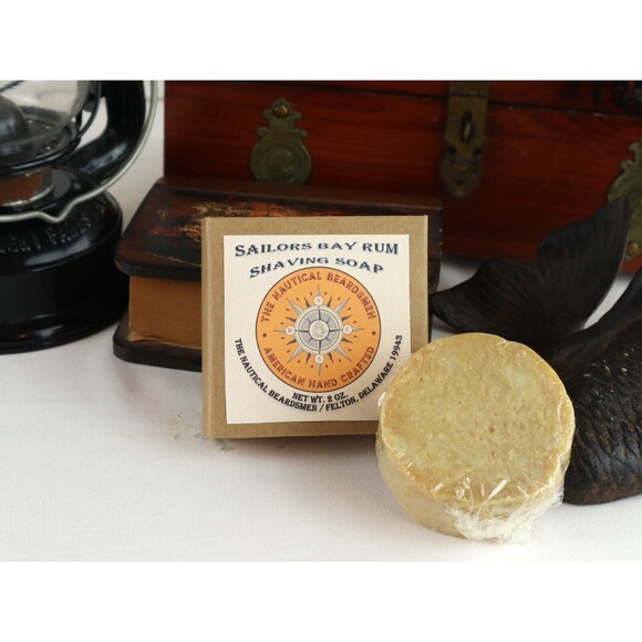 Shaving Soap Disk 2oz Nautical Beardsmen's Bay Rum Handmade Natural Soap - Picture 1 of 5